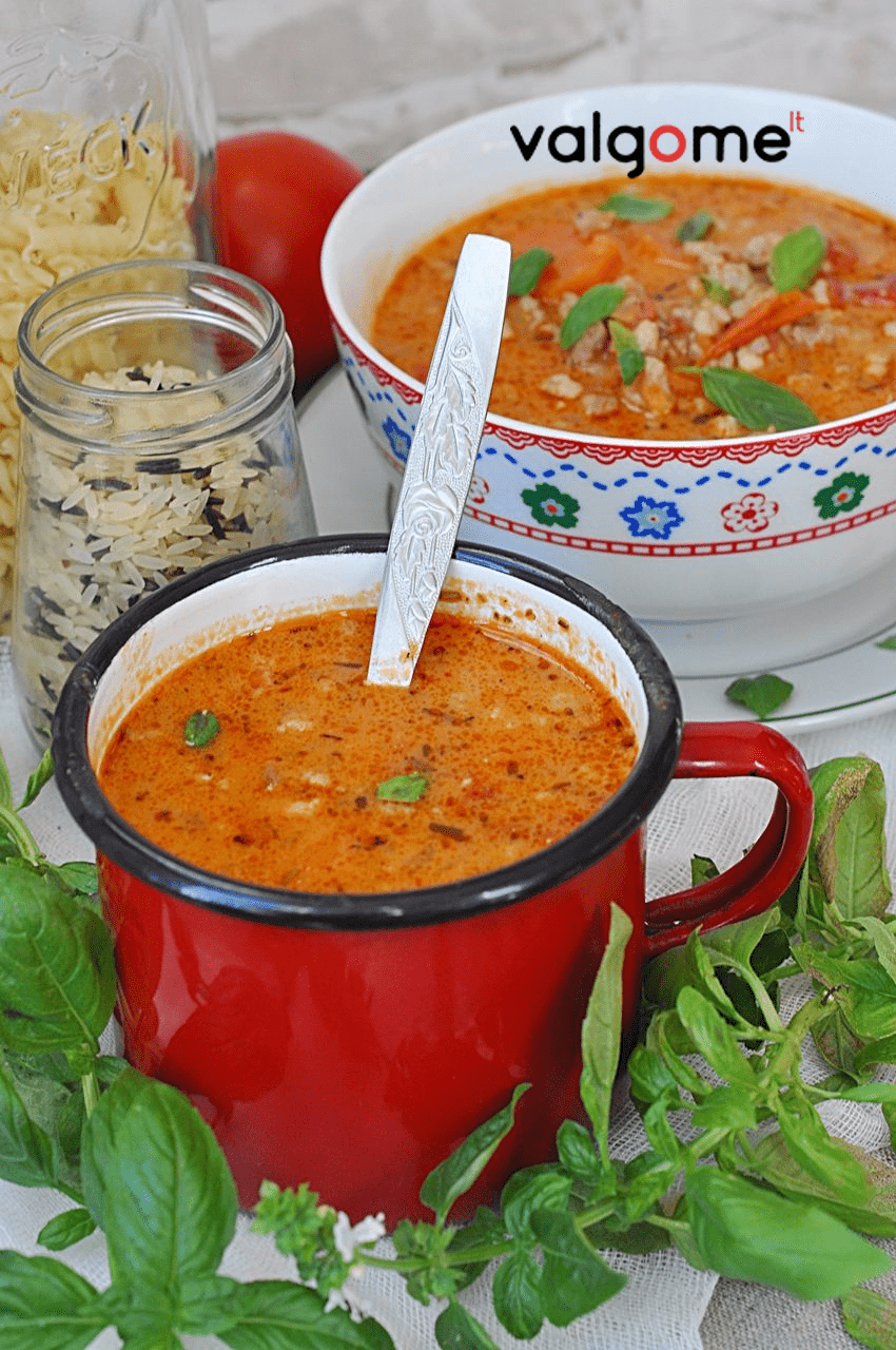 Charčio sriuba su faršu ir ryžiais