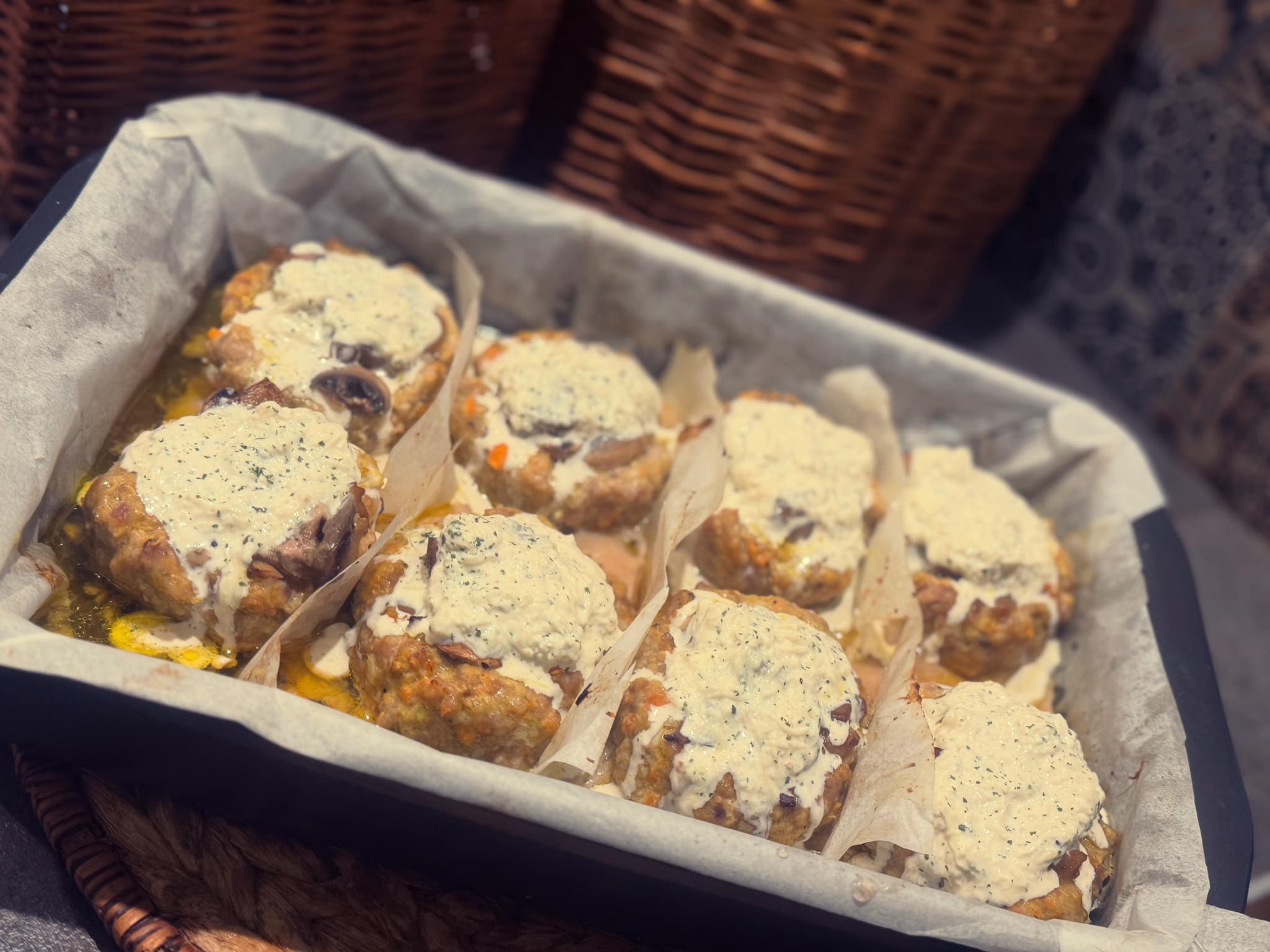 Įdaryti maltinukai su pievagrybiais ir sūriu